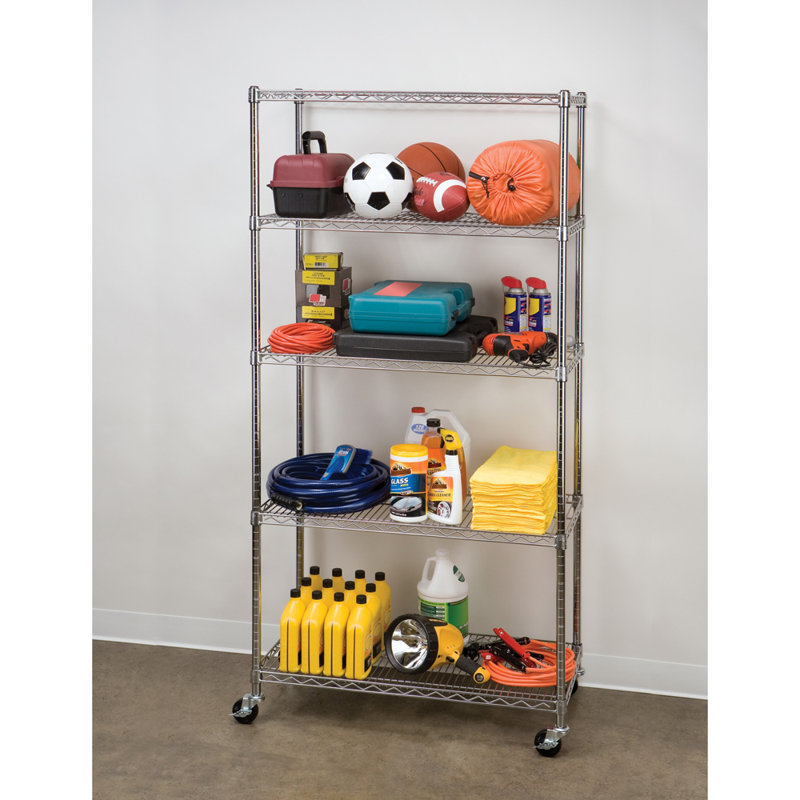 Seville Classics UltraZinc NSF 5Tier Steel Wire Shelving with Wheels