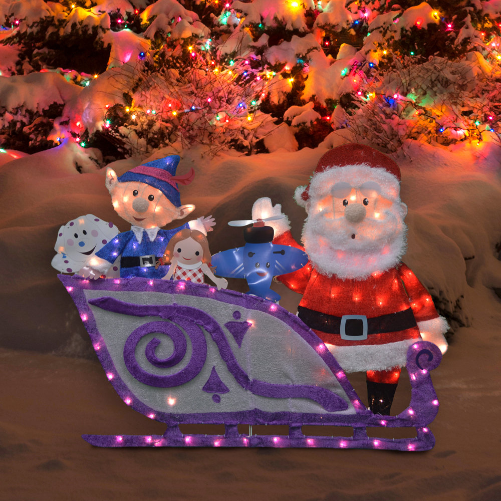 The Holiday Aisle Pre Lit 2d Santa And Sleigh Yard Art Decor