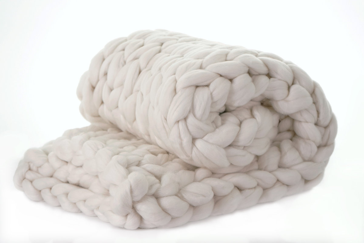 CHUNKY KNIT THROW BLANKET Alert! Madeira Chunky Knit Merino Wool Throw