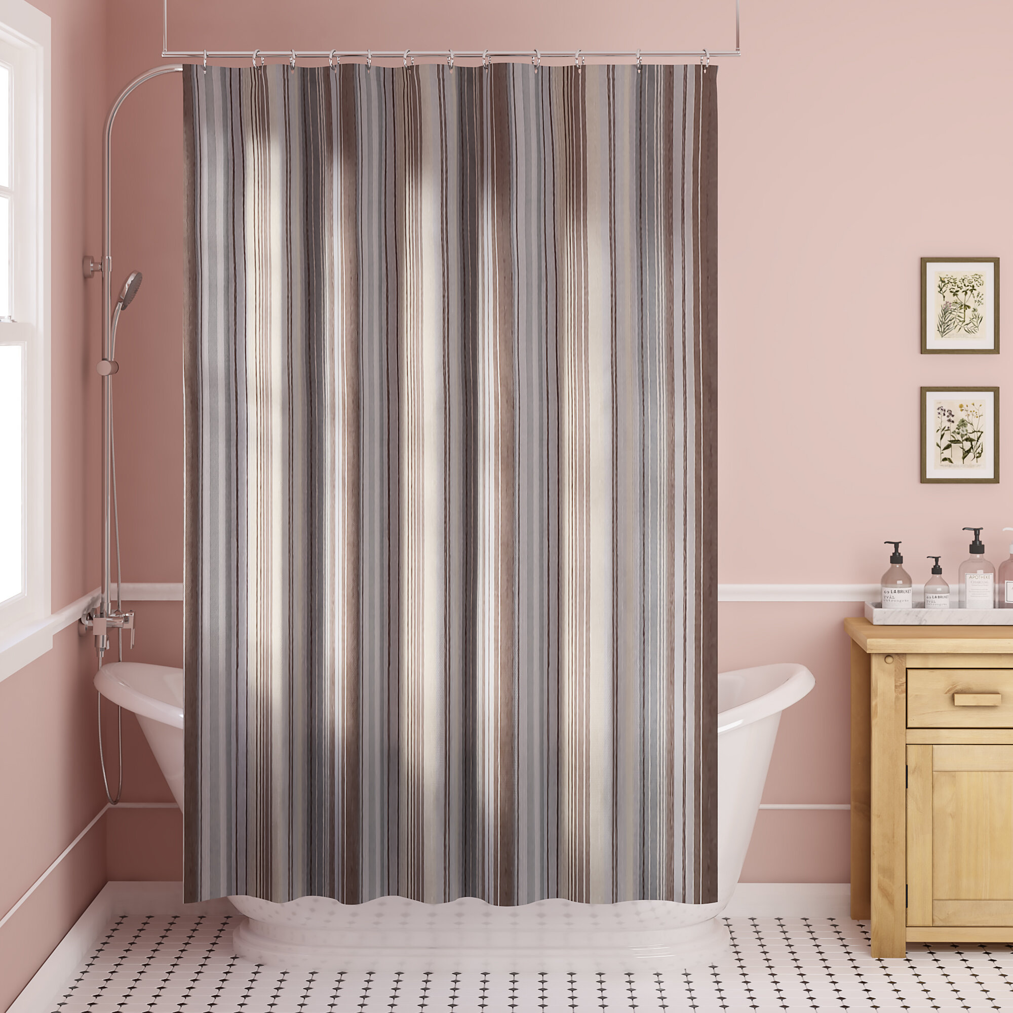 Winston Porter Orkin Stipe Fabric Single Shower Curtain Reviews