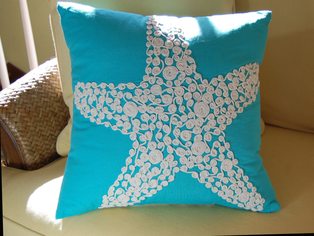 Sea Star Embellished Cotton Throw Pillow Cover & Reviews Birch Lane