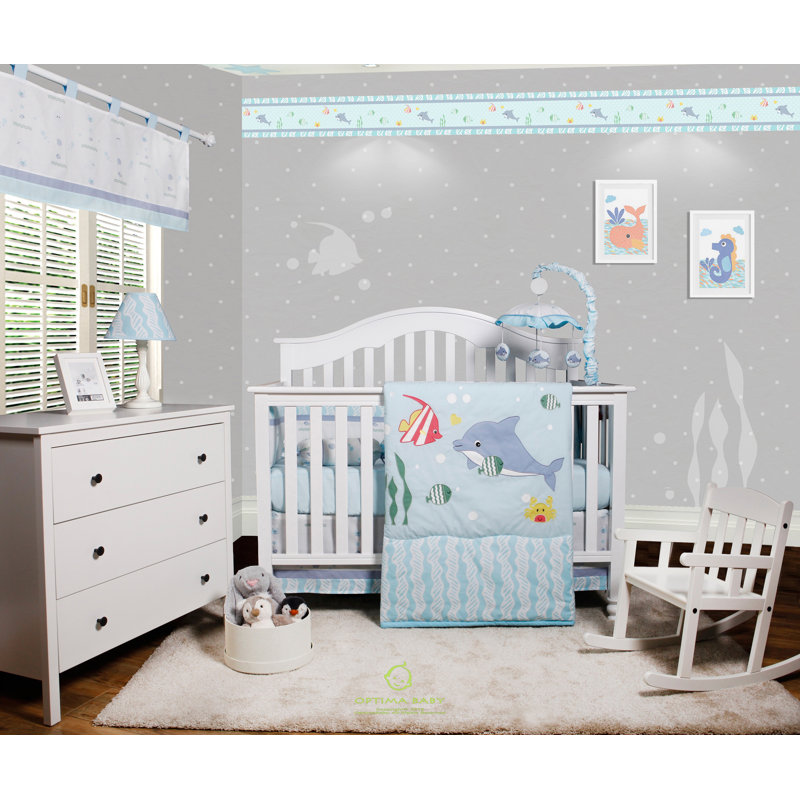 Harriet Bee Harrelson Ocean Sea Dolphin Baby Nursery 6 Piece Crib