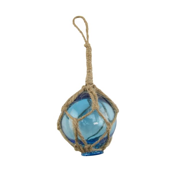 5.5/" Light Aqua Blue Glass Buoy Float Rope Nautical Ball Bouy Tiki Fishing