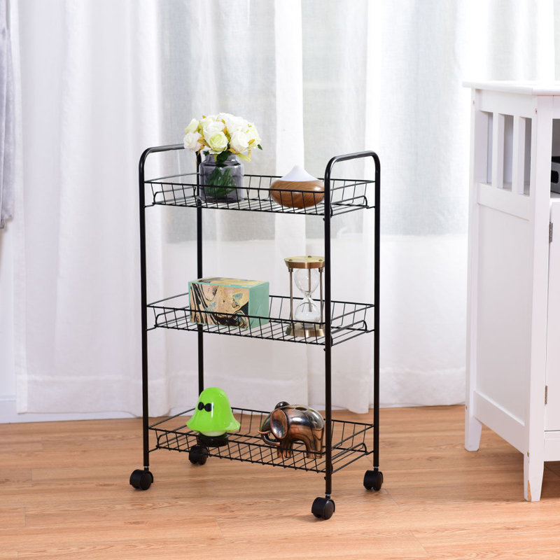 Costway 3 Tier Rolling Kitchen Trolley Utility Cart Wire Storage 3 Tier Rolling Kitchen Trolley Utility Cart Wire Storage Shelf Baskets