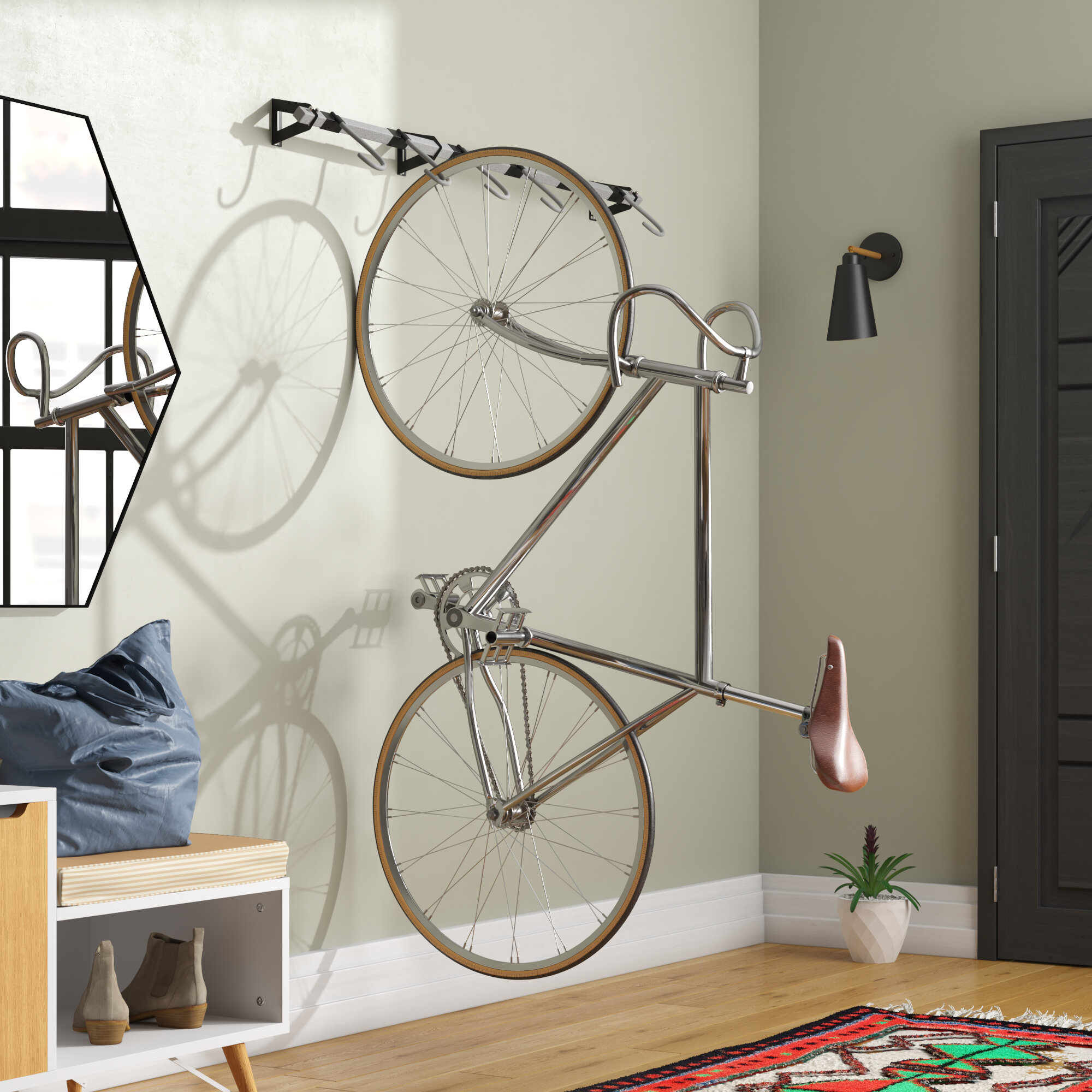 monkey bars garage bike rack