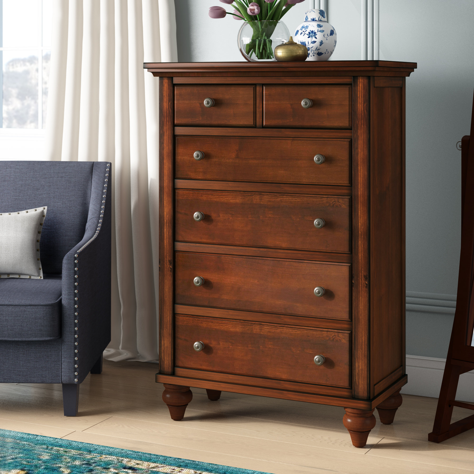 black tall 6 drawer dresser