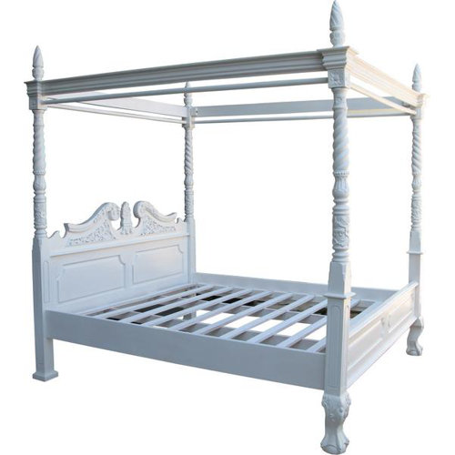 Four Poster Bed Astoria Grand Finish: Antique White, Size: Super King (6)