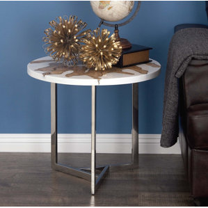 Aluminum/Teak End Table by Cole & Grey