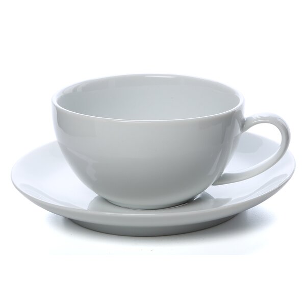 Royal Coupe White Oversized 10 oz. Teacup and Saucer (Set of 6) by Ten Strawberry Street