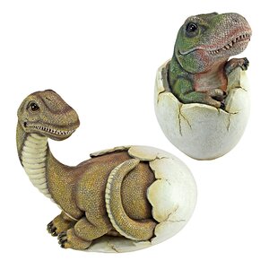Baby Dinosaur Egg Hatchling Statues (Set of 2)