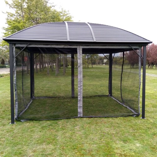 Aleko Round Roof 12 Ft W X 10 Ft D Metal Patio Gazebo Wayfair