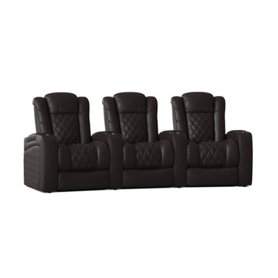 Continental Home Theater Row Seating Row of 3 Red Barrel Studio Body Fabric Ultra Dark Brown