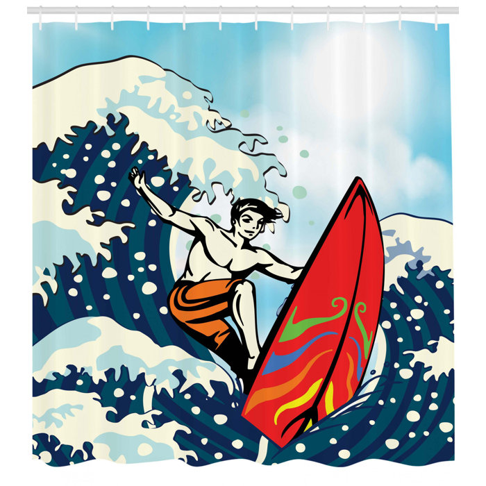 East Urban Home Surf Shower Curtain Set Hooks Wayfair