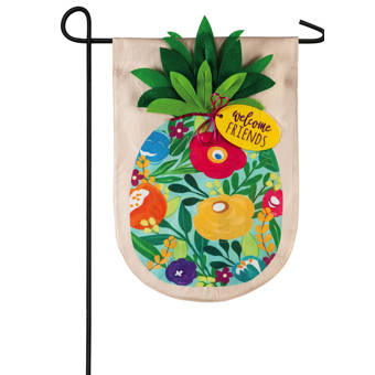 Evergreen Flag Garden Floral Pineapple 2 Sided Linen 18 X 12 5
