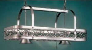 Odysee Rectangular Hanging Pot Rack with 2 Lights by Hi-Lite