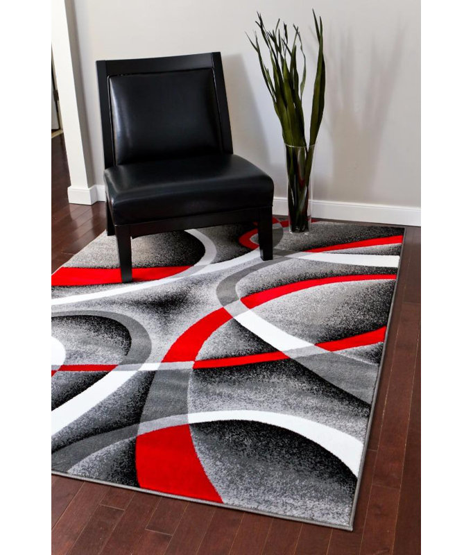 Orren Ellis Cherine Modern Gray Red White Area Rug Reviews Wayfair Cherine Modern Gray Red White Area Rug