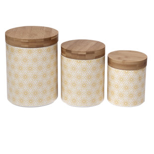 Kitchen Ceramic Canister Sets Wayfair Daisy Dots Ceramic Kitchen Canister Set Of 3