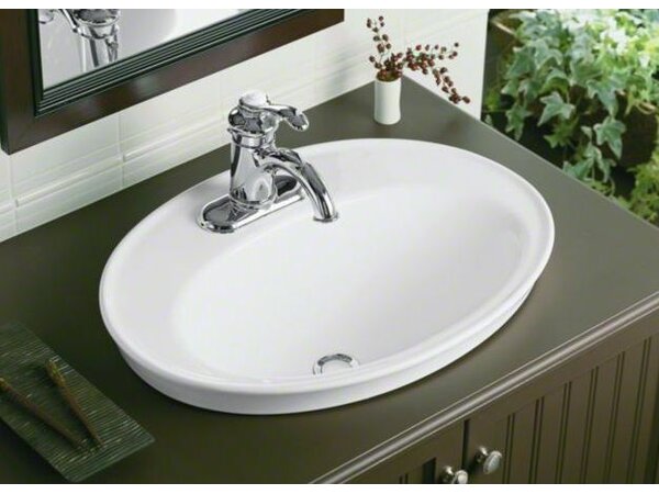 Serif Ceramic Oval Drop-In Bathroom Sink with Overflow by Kohler