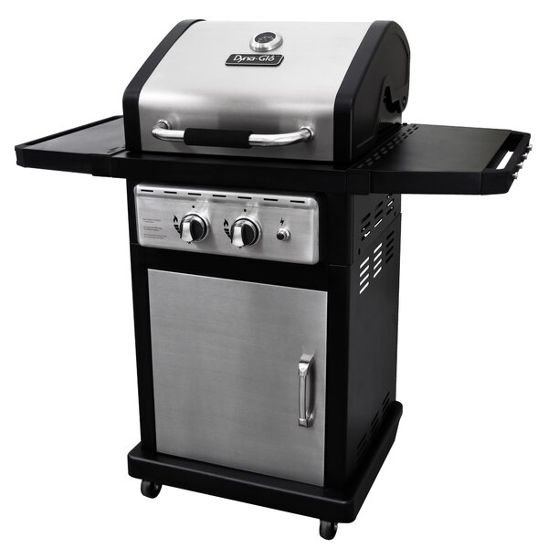 Smart Space Living 2-Burner Propane Gas Grill with Side Shelves by Dyna-Glo