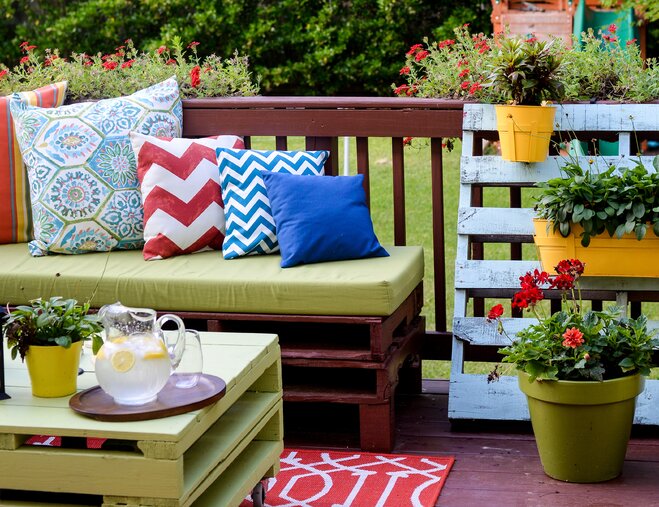 colorful outdoor planters