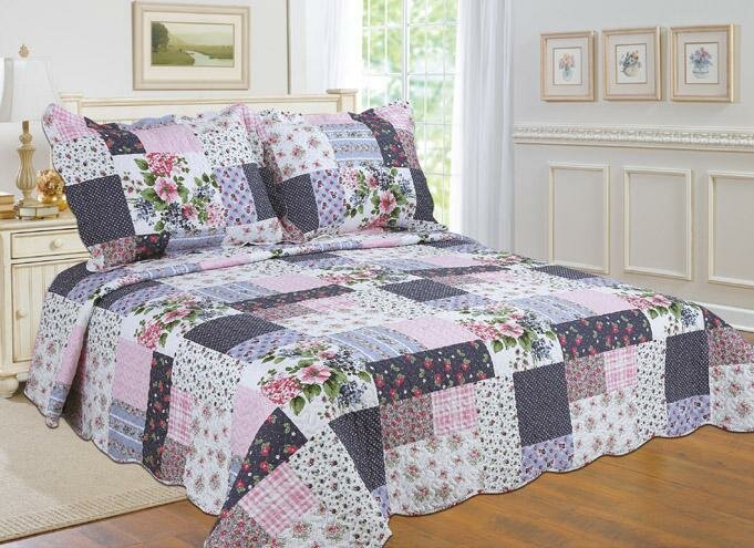 August Grove Neil 3 Piece Reversible Bed Spread Coverlet Quilt Set