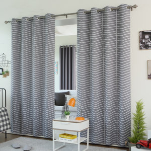 Chevron Grommet Top Room Darkening Thermal Curtain Panels (Set of 2)