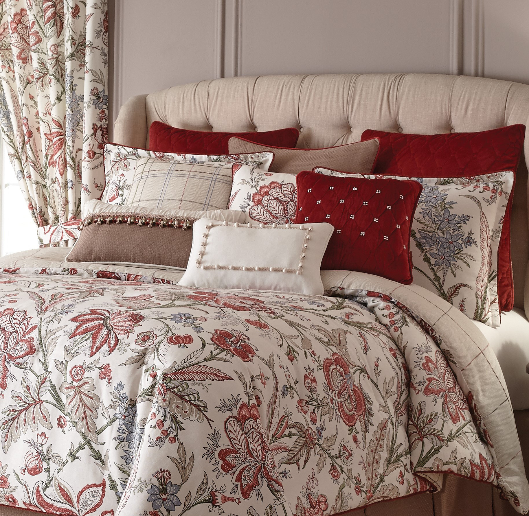 Rose Tree Izabelle Jacobean Floral Reversible Comforter Set Wayfair