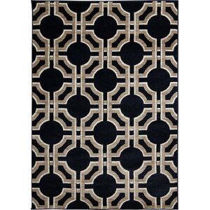 Wahl Hand Carved Black Area Rug