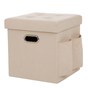 Suki Foldable Faux Suede Cube Storage Ottoman