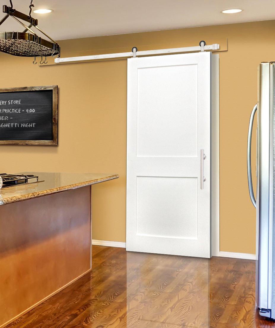 Creativeentryways Paneled Wood Primed Shaker Barn Door With