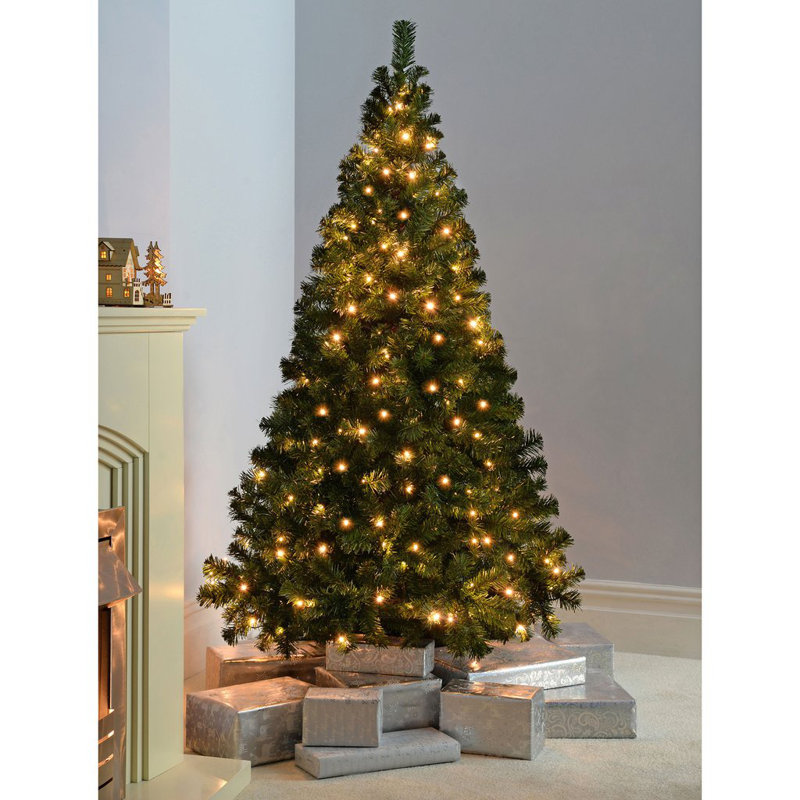 Multi-Function 6ft Green Spruce Artificial Christmas Tree with 200 Clear/White lights with Stand
