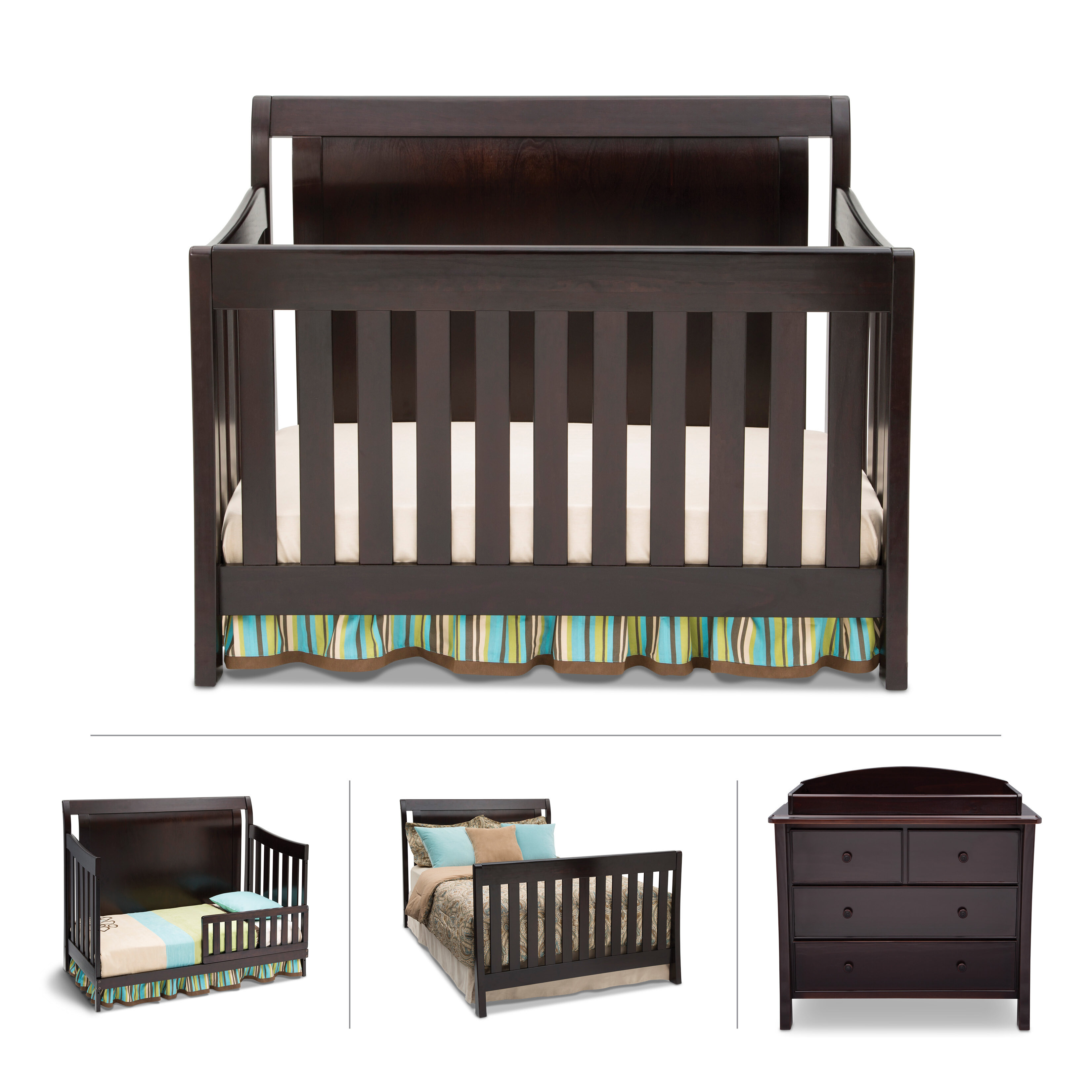 Simmons Kids Broadway 4 In 1 Convertible 4 Piece Crib Nursery