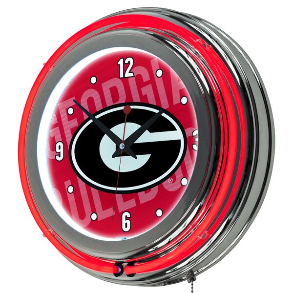 University of Georgia Neon 14.5 Wall Clock by Trademark Global