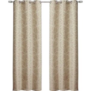 Iain Geometric Semi-Sheer Rod Pocket Curtain Panels (Set of 2)