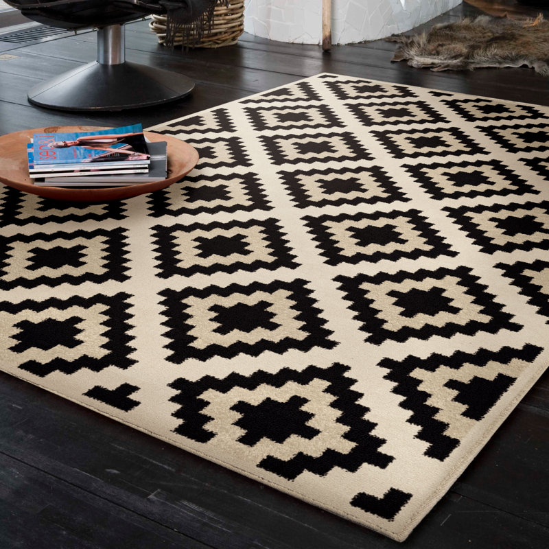 Amoll Ivory Black Area Rug Allmodern Amoll Ivory Black Area Rug