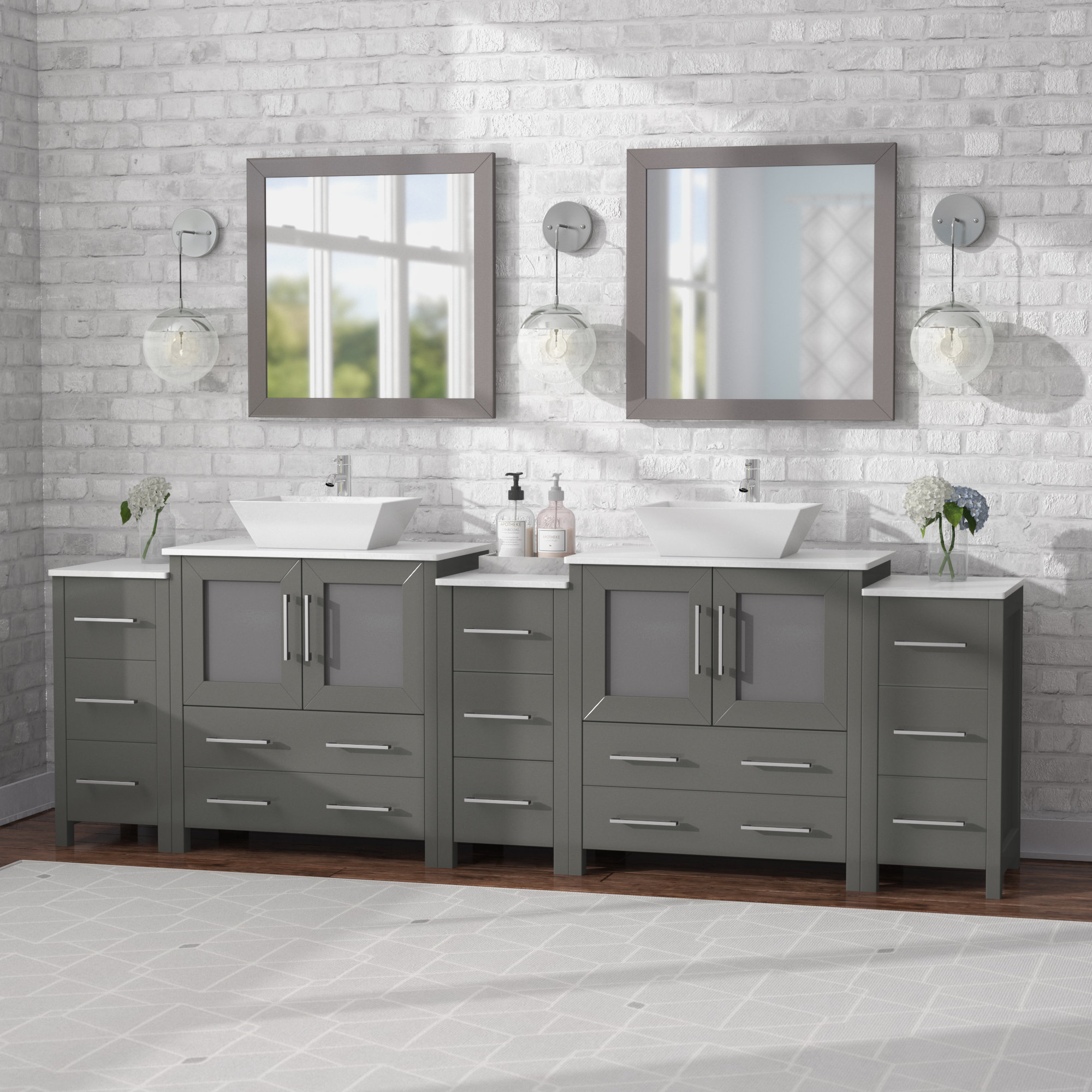 Wade Logan Karson 96 Double Bathroom Vanity Set With Mirror Wade Logan Karson 96 Double Bathroom