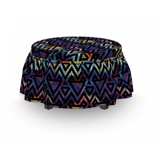 Geometric Galaxy Lines 2 Piece Box Cushion Ottoman Slipcover Set By East Urban Home