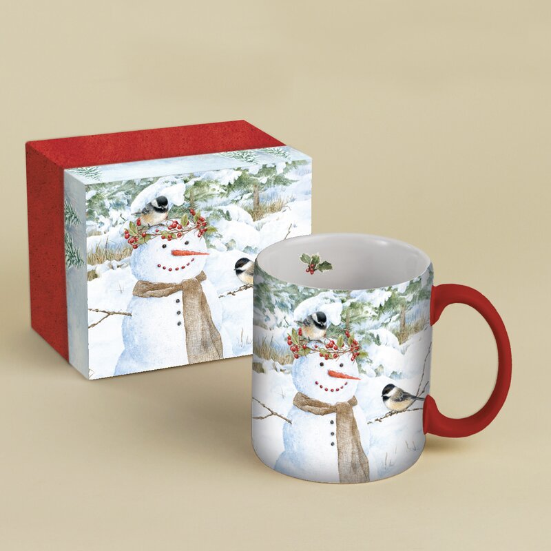 Lang 14 oz. Chickadee Snowman Mug & Reviews | Wayfair