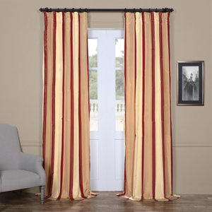 Arkwright Striped Faux Silk Taffeta Rod Pocket Single Curtain Panel
