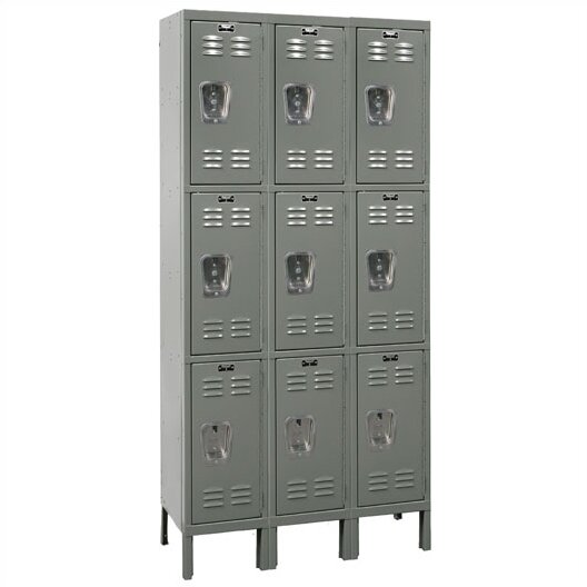 Premium 3 Tier 3 Wide Employee lockers by Hallowell