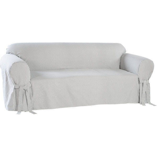 Stripe Box Cushion Loveseat Slipcover By August Grove Fresh