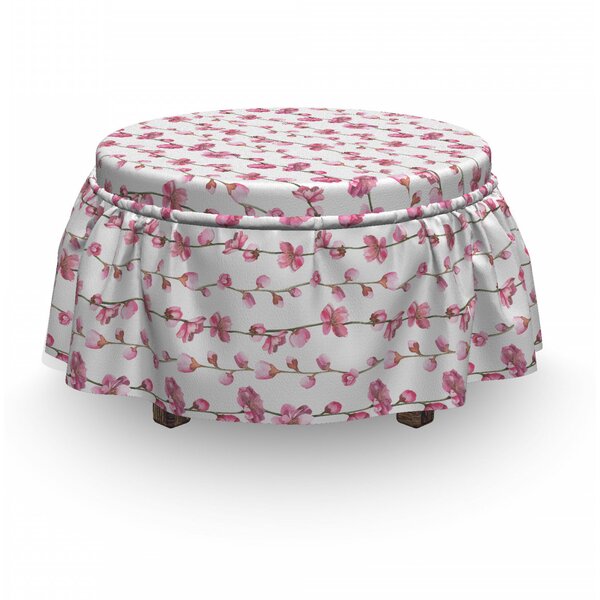 Blossoming Flowers Ottoman Slipcover (Set Of 2) By East Urban Home