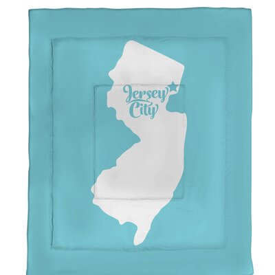 Jersey Jersey City New Single Reversible Comforter East Urban Home Size: Queen Comforter, Color: Teal
