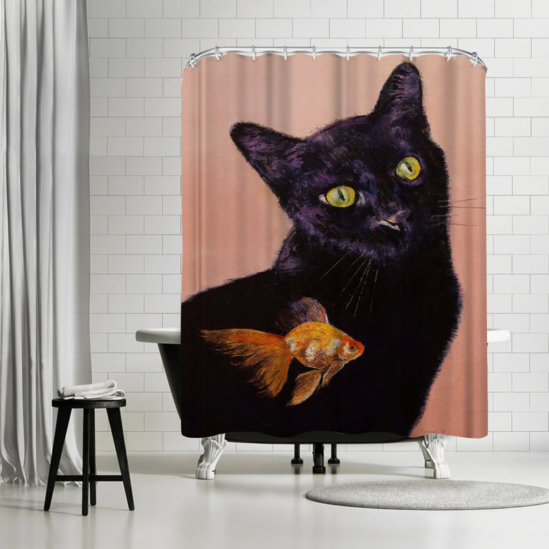East Urban Home Michael Creese Black Cat And Goldfish Single