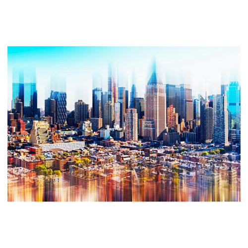 Manhattan Skyline Urban Stretch 2.9m x 4.32m Textured Matt Peel & Stick Wall Mural East Urban Home