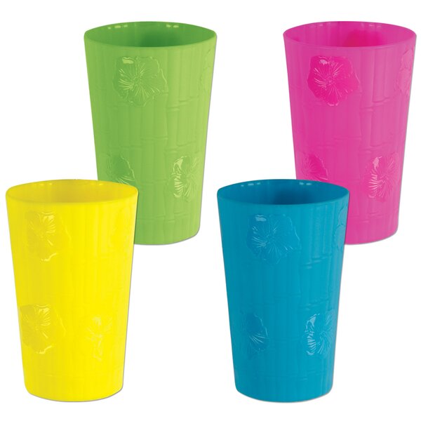 Plastic Bamboo and Hibiscus 18 oz. Tumbler (Set of 12) by The Beistle Company