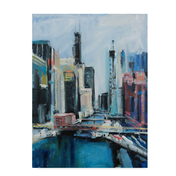 East Urban Home River View Cityscape Acrylic Painting Print On