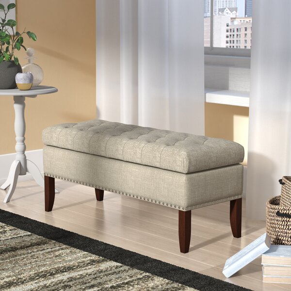 Tackett Hinged Top Button Tufted Upholstered Storage Bench by Charlton Home
