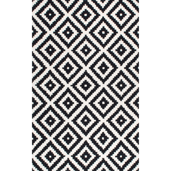 Obadiah Hand-Tufted Wool Black Area Rug by Mercury Row