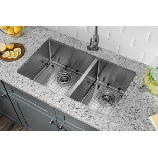 60 40 Sink Drying Rack Wayfair Radius 16 Gauge Stainless Steel 32 X 19 60 40 Double Bowl Undermount Kitchen Sink